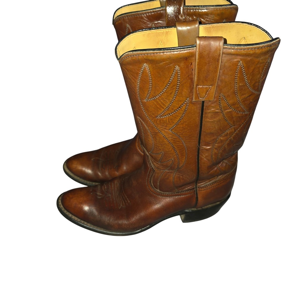 Acme Mens Brown Leather Western Cowboy Boots Made in USA Pointed Toe 9.5 B 4146